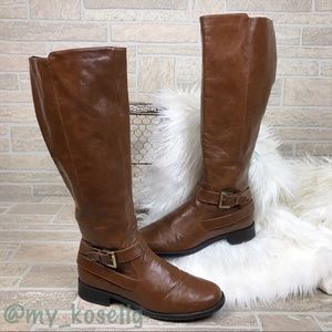Aerosoles Cognac Brown Wide Calf Riding Boots